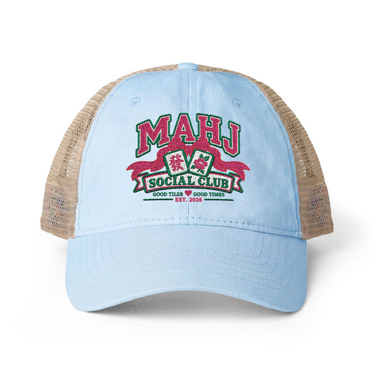 Mahj Women's Washed Mesh-Back Cap- Mah Jong hat
