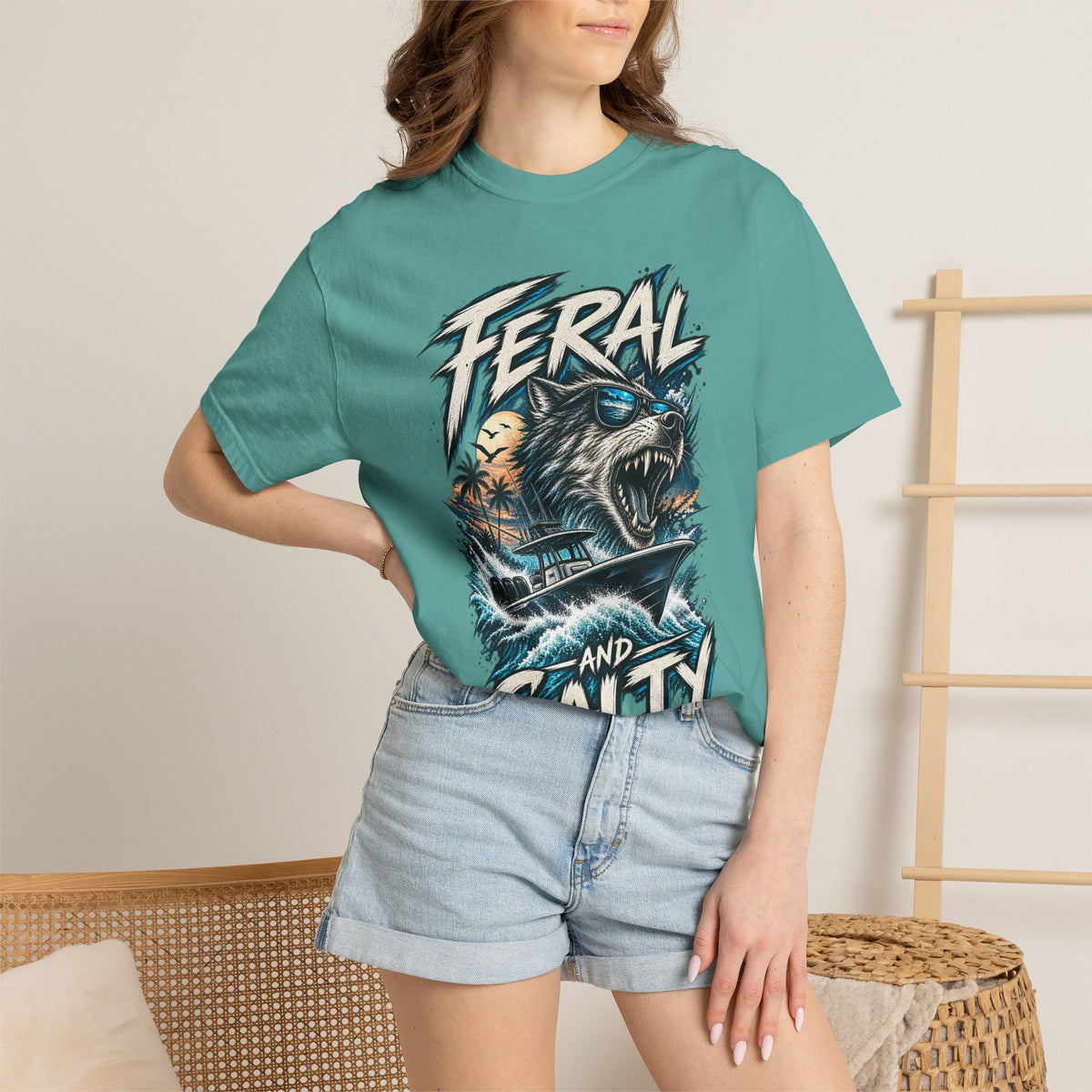 T-Shirt — "Feral and Salty" Aggressive Sea Bear Graphic Tee