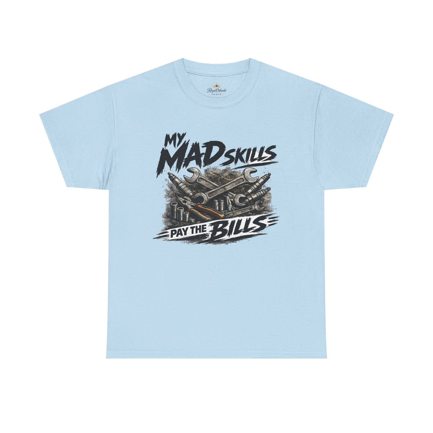 My Mad Skills Pay The Bills T-Shirt | Vintage Mechanic Toolbox Graphic Tee Gift for Dad