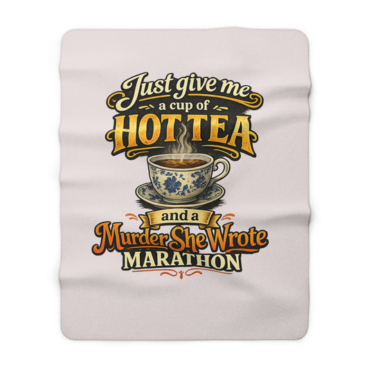 Cup of Hot Tea and a Murder She Wrote Marathon Sherpa Fleece Blanket