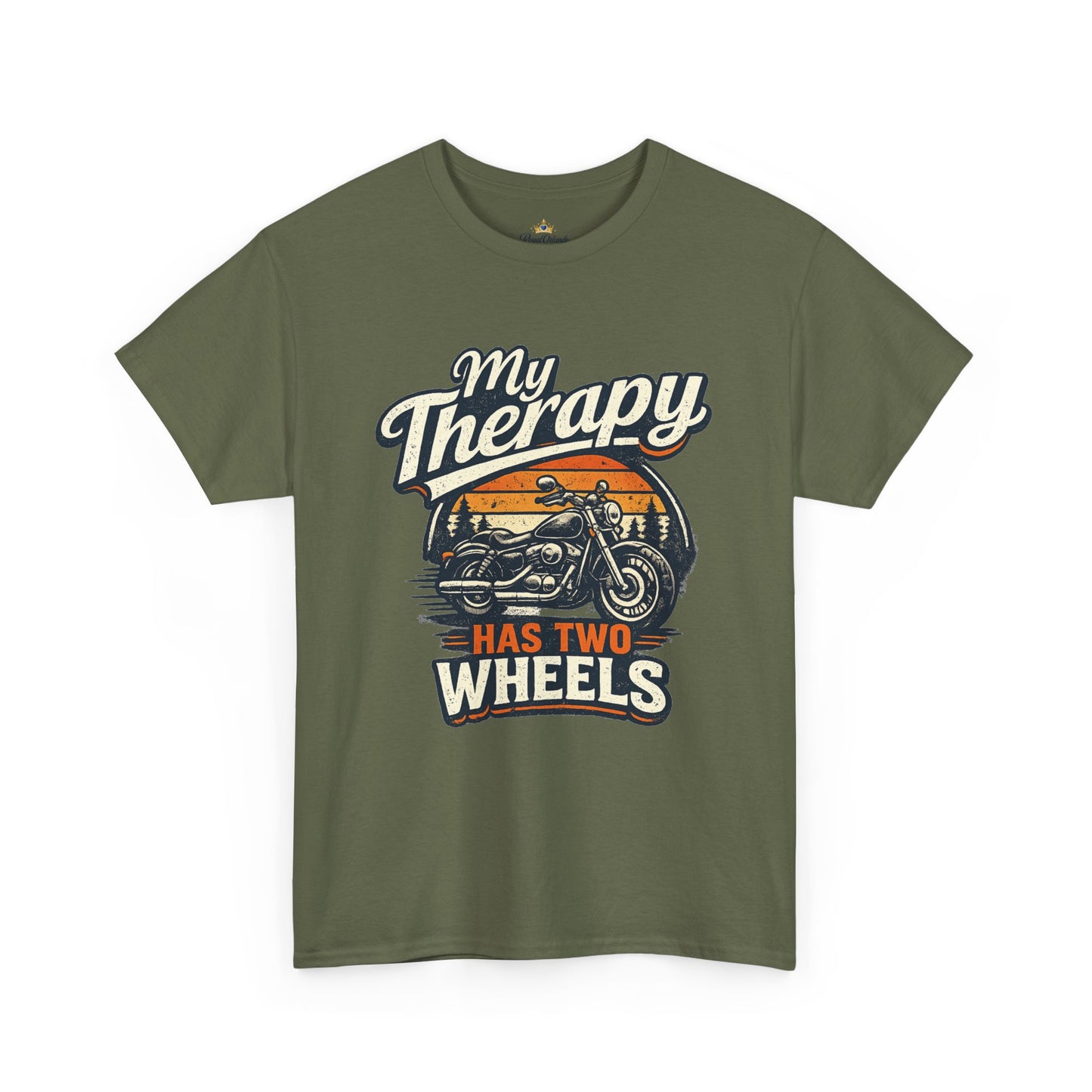 My Therapy Has Two Wheels Motorcycle Tee | Biker Riding Sunset Design