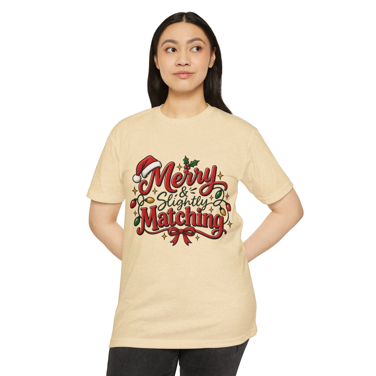Merry & Slightly Matching Christmas T-Shirt- Family and Friends holiday pajama shirts