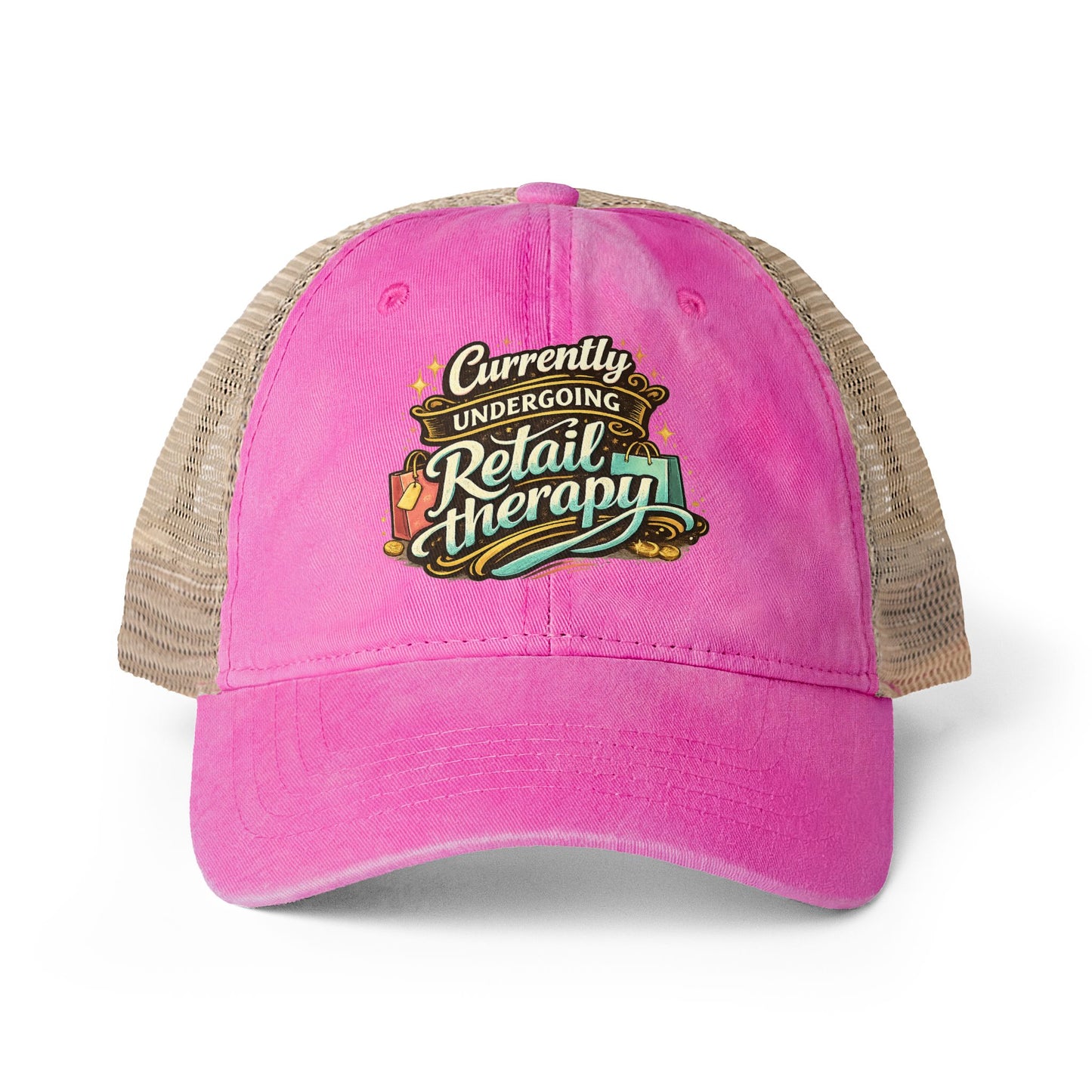 Women's Washed Mesh-Back hat Retail Therapy humorous ball cap