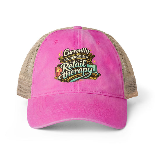 Women's Washed Mesh-Back hat Retail Therapy humorous ball cap