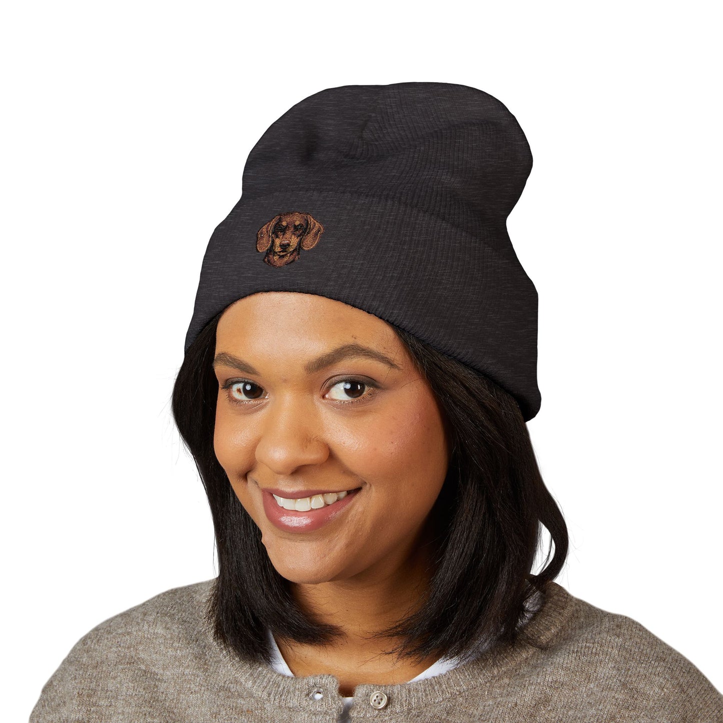 Dachshund Embroidered Beanie | Cuffed Knit Hat