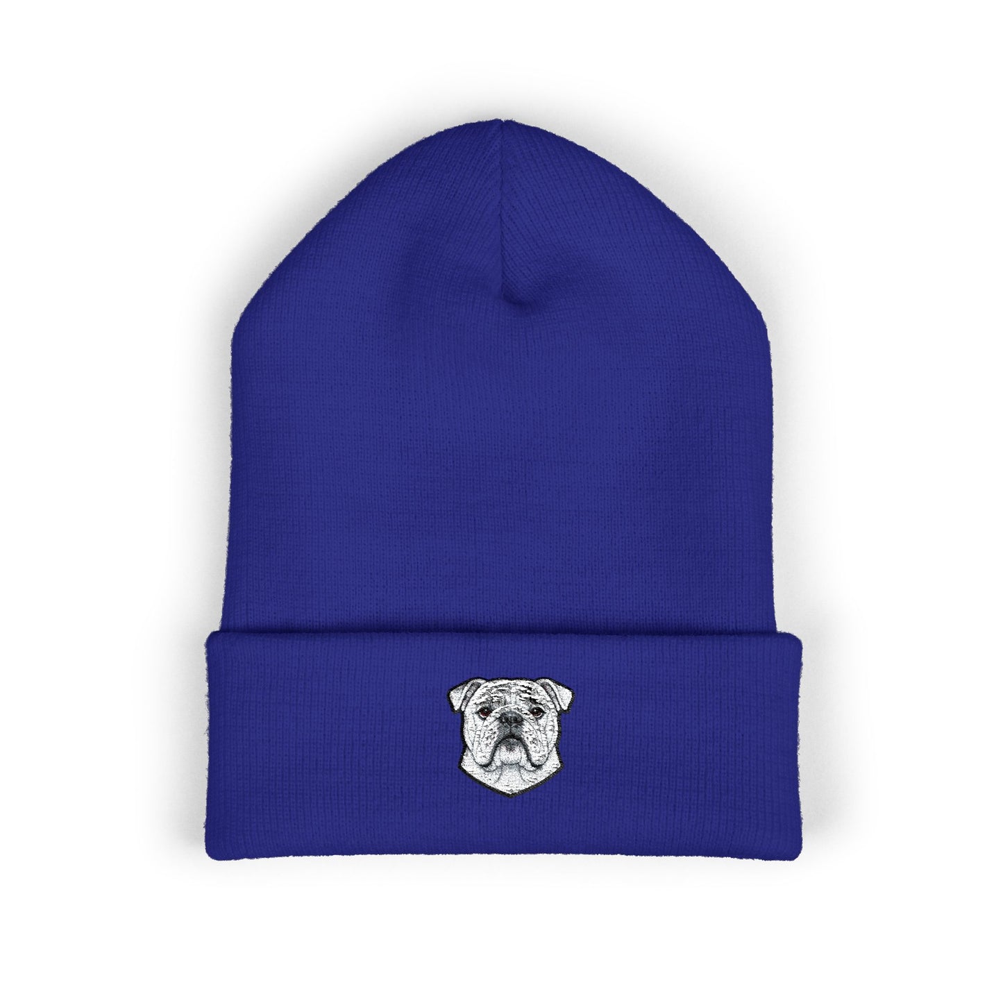 English Bulldog Embroidered Beanie | Cuffed Knit Hat