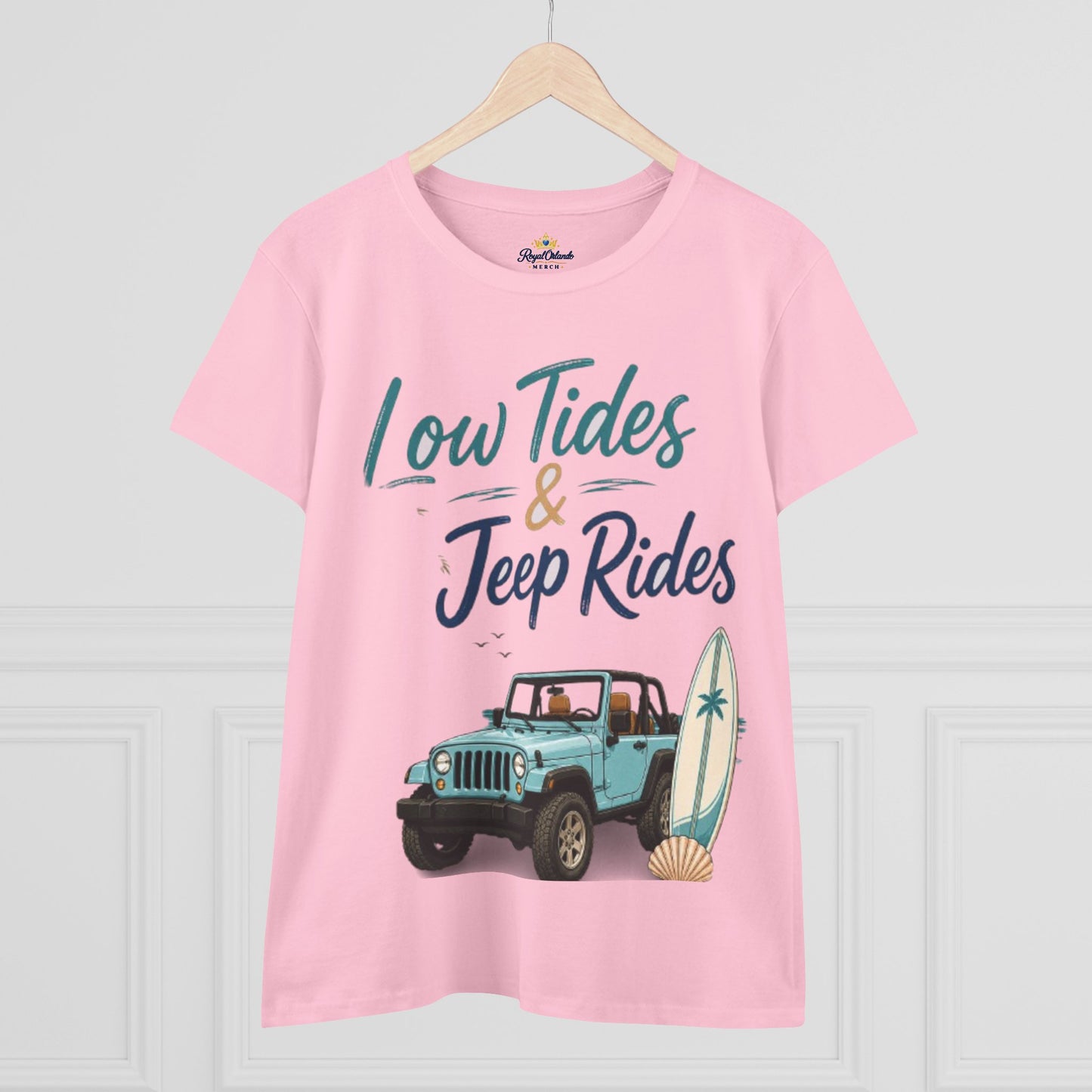 Low Tides & Jeep Rides Women's Tee — Beachy Surf Jeep Graphic T-Shirt