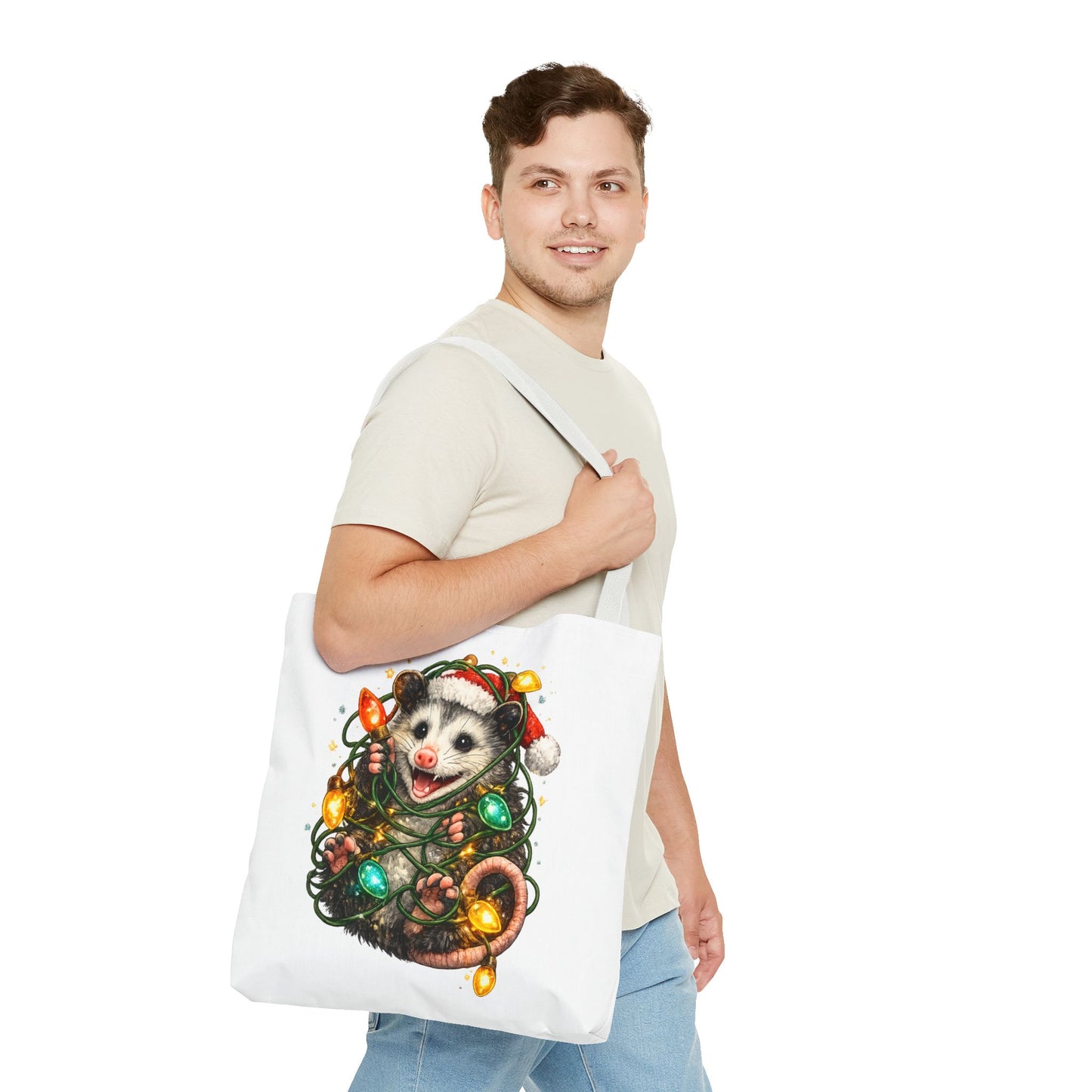 Christmas Opossum Tote Bag — Cute Holiday Animal Holiday Shopping Bag