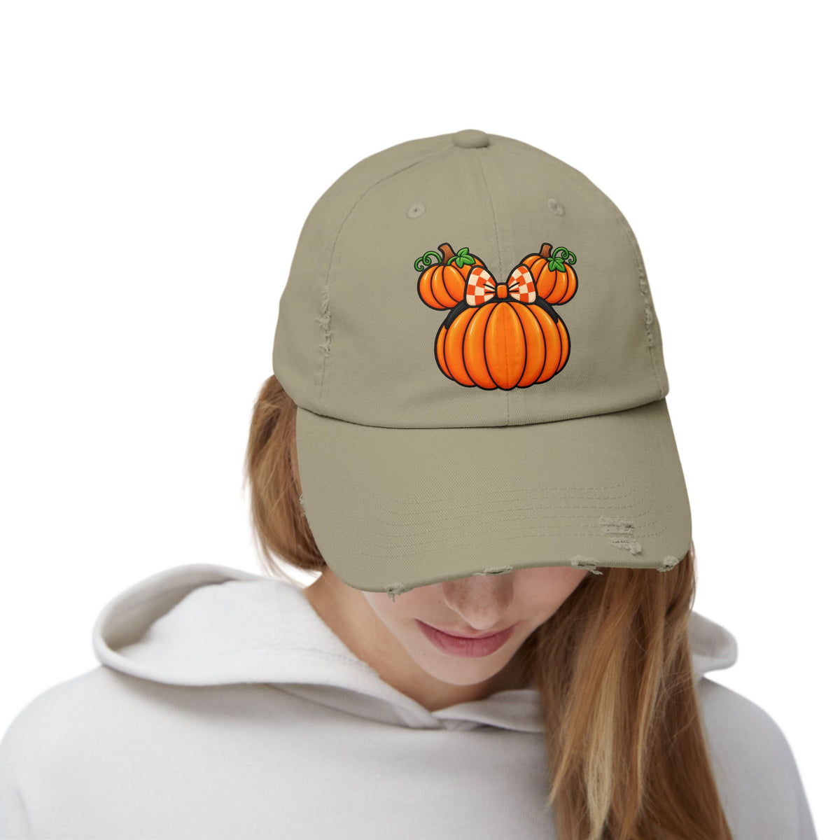 Fall Pumpkin  Ears Cap | Distressed Baseball Hat, Halloween Fall