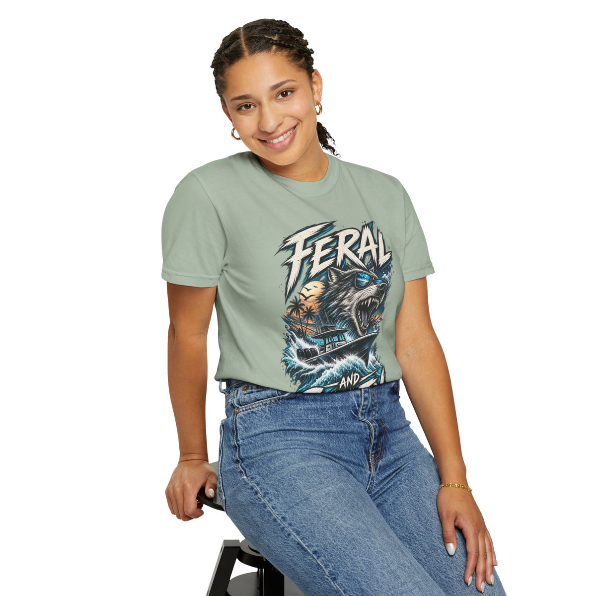 T-Shirt — "Feral and Salty" Aggressive Sea Bear Graphic Tee