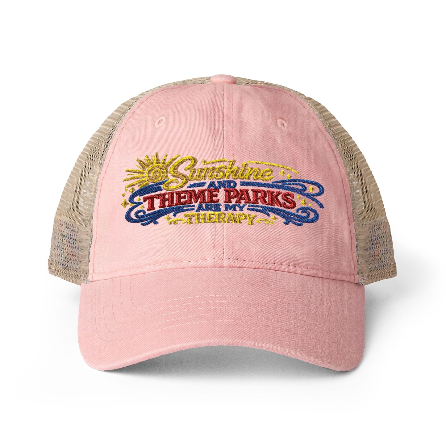 Women's Washed Mesh-Back Cap Sunshine and theme parks are my therapy vacation hat