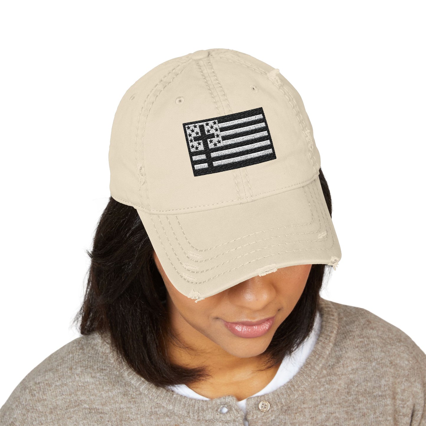Distressed Embroidered American Flag Dad Hat
