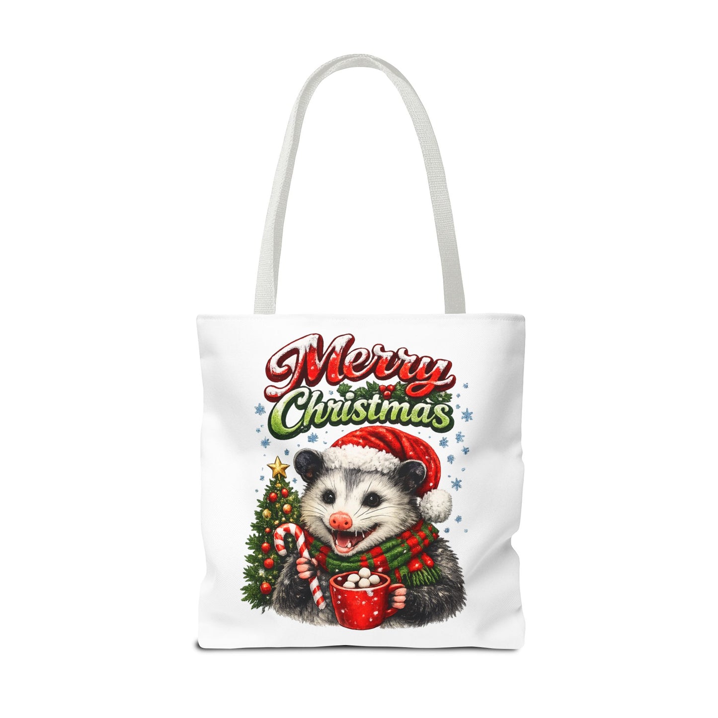 Christmas Opossum Tote Bag — Cute Holiday Animal Holiday Shopping Bag