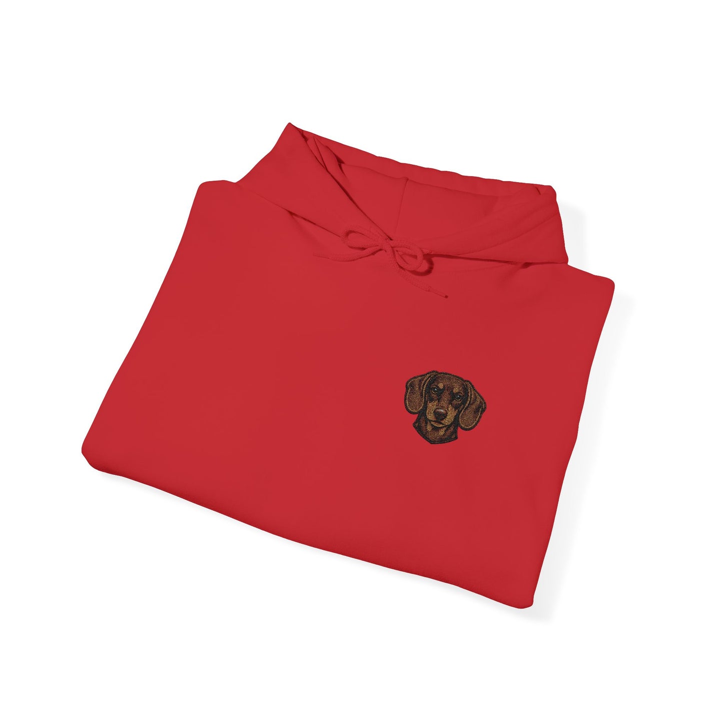 Dachshund embroidered design on hooded sweatshirt