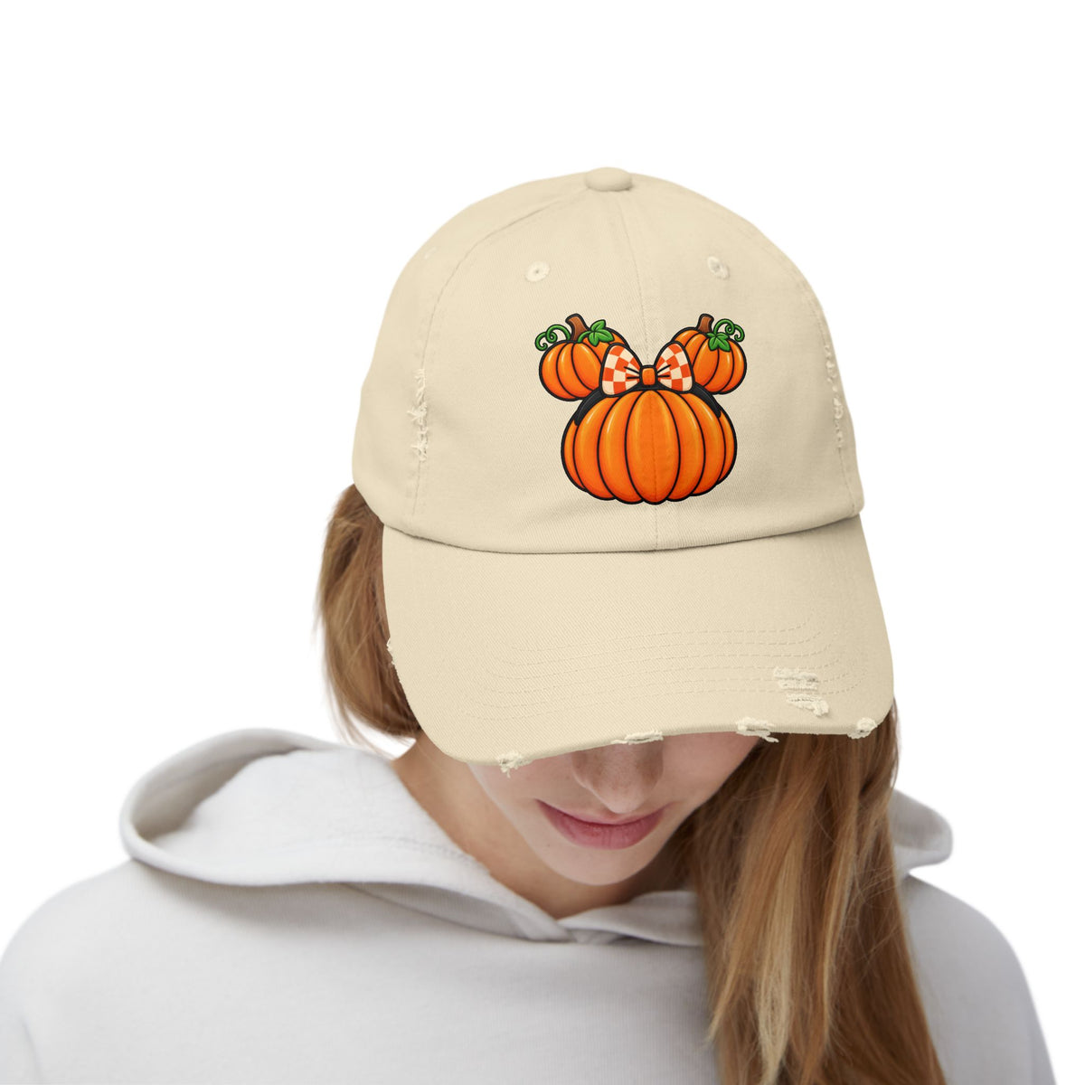 Fall Pumpkin  Ears Cap | Distressed Baseball Hat, Halloween Fall
