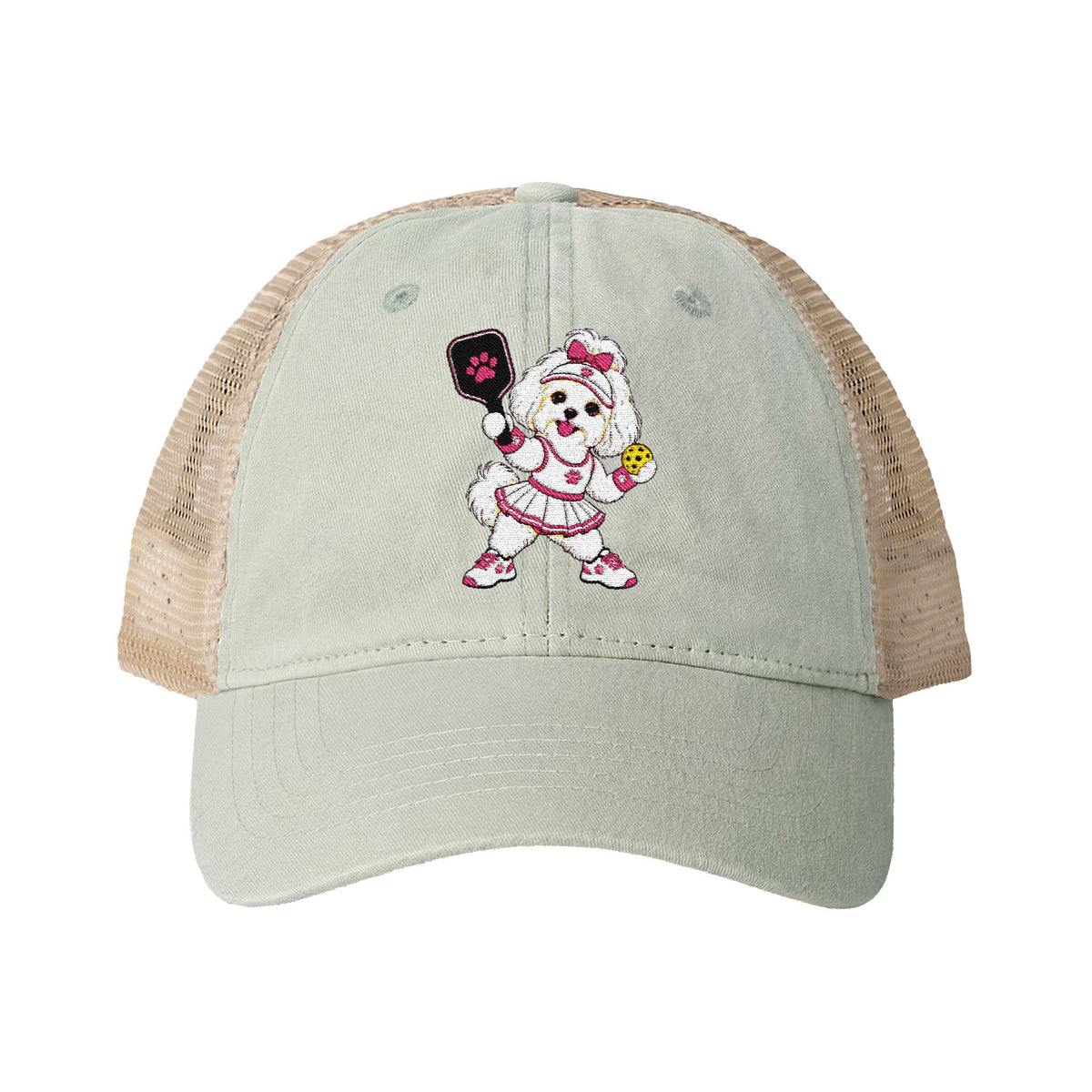 Pickleball Maltese Women's Washed Mesh-Back Cap