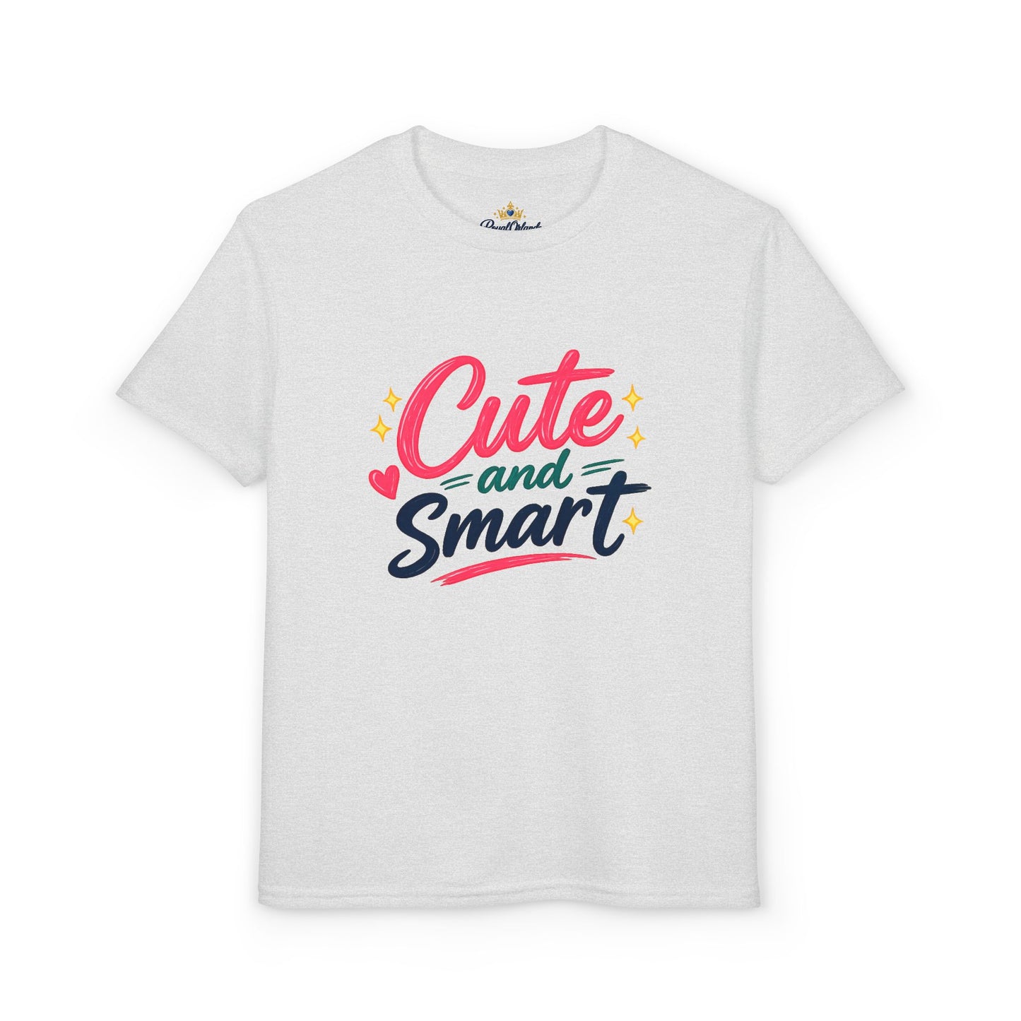 Cute and Smart Youth T-Shirt | Kids Typography Tee, Pink Navy Stars