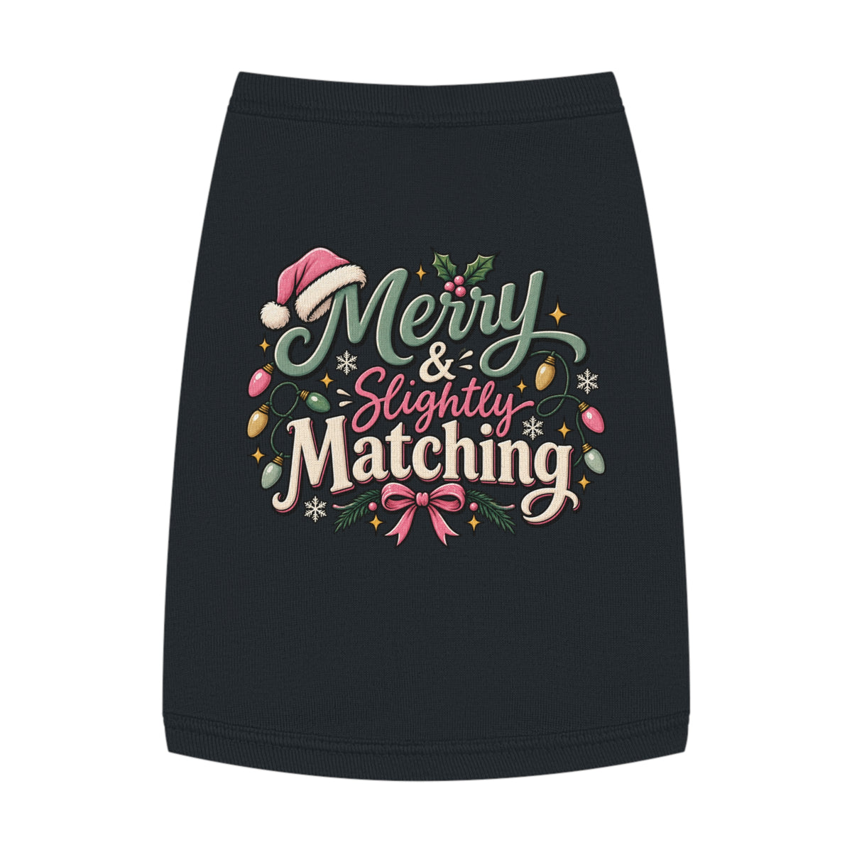 Merry & Slightly Matching Pet Tank Top — Holiday Dog Tee- Part of friends or family matching holiday tee set