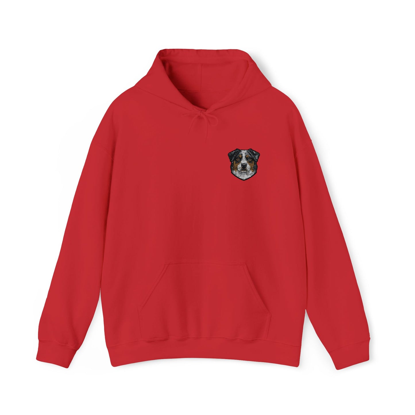 Australian Shepherd embroidered design on hooded sweatshirt