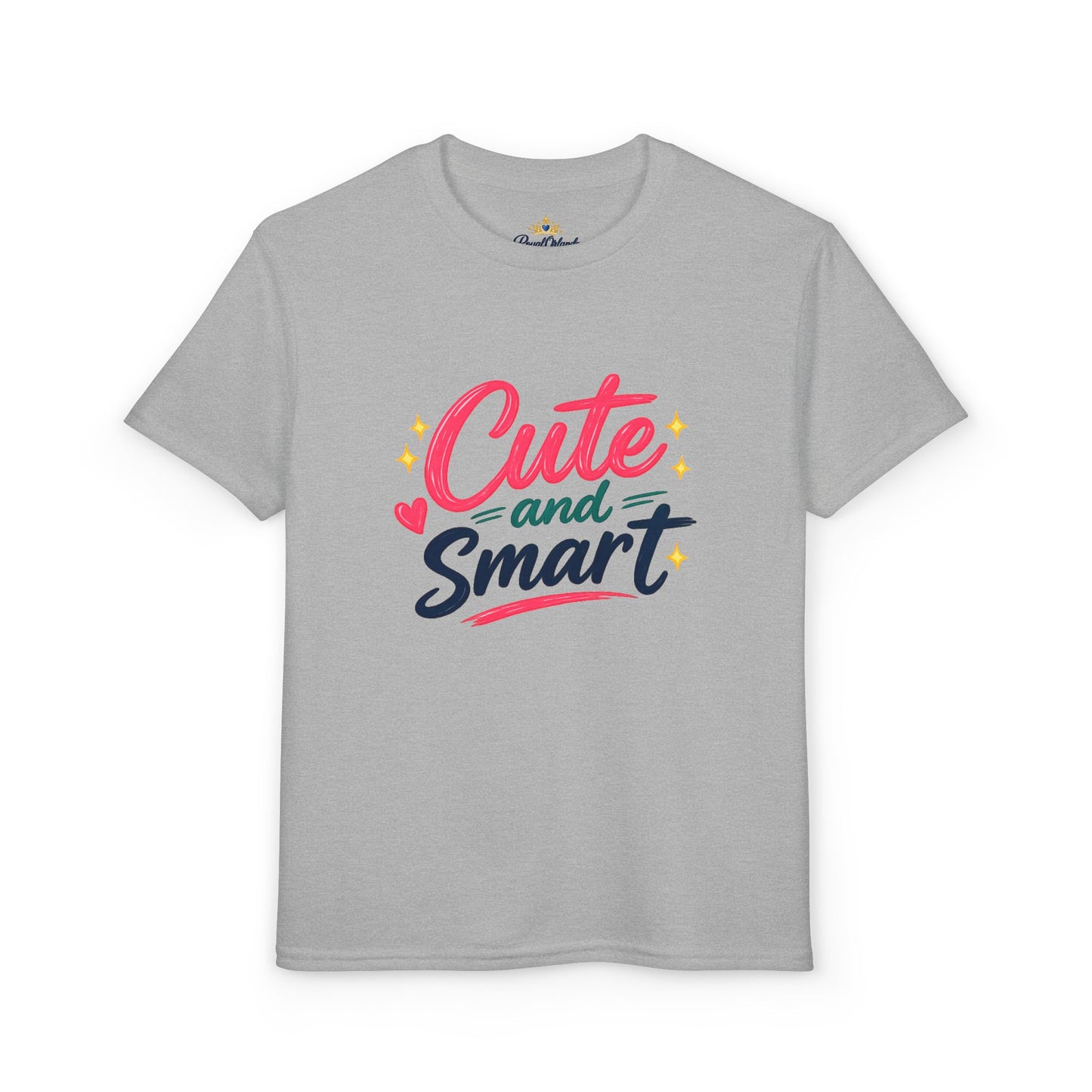 Cute and Smart Youth T-Shirt | Kids Typography Tee, Pink Navy Stars