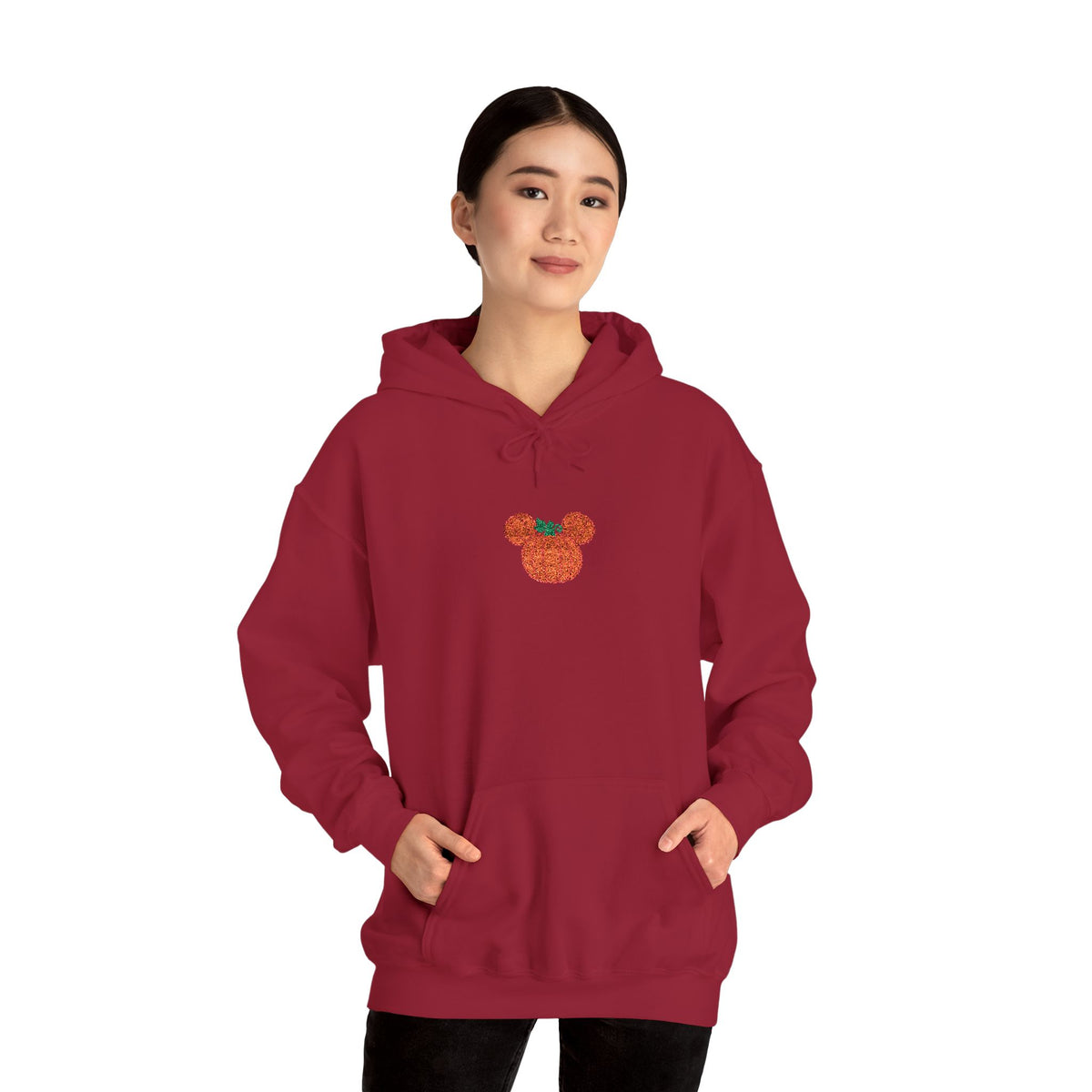 Fall Pumpkin Embroidered Ears silhouette Hoodie | Halloween pumpkin ears sweatshirt