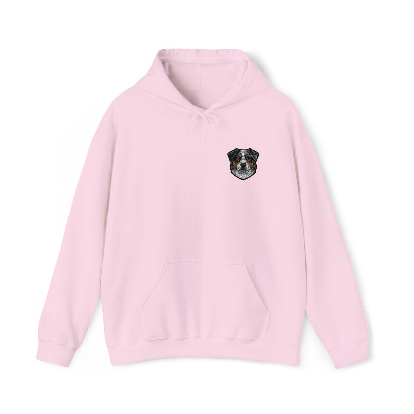 Australian Shepherd embroidered design on hooded sweatshirt