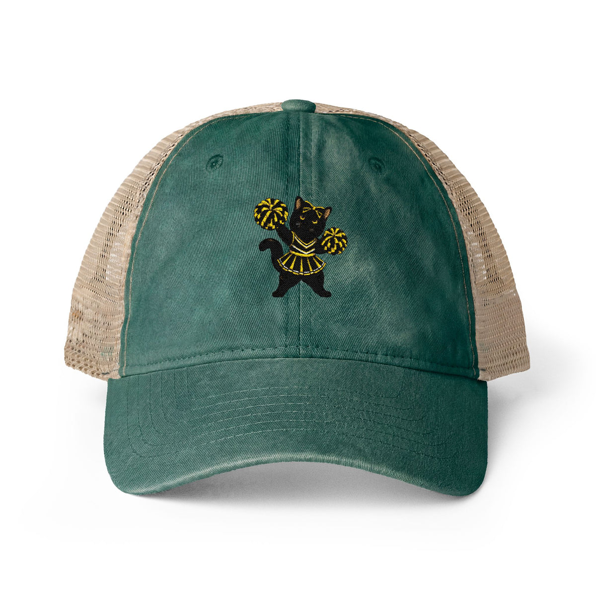 Black Cat Cheer Cap Women's Washed Mesh-Back Cap