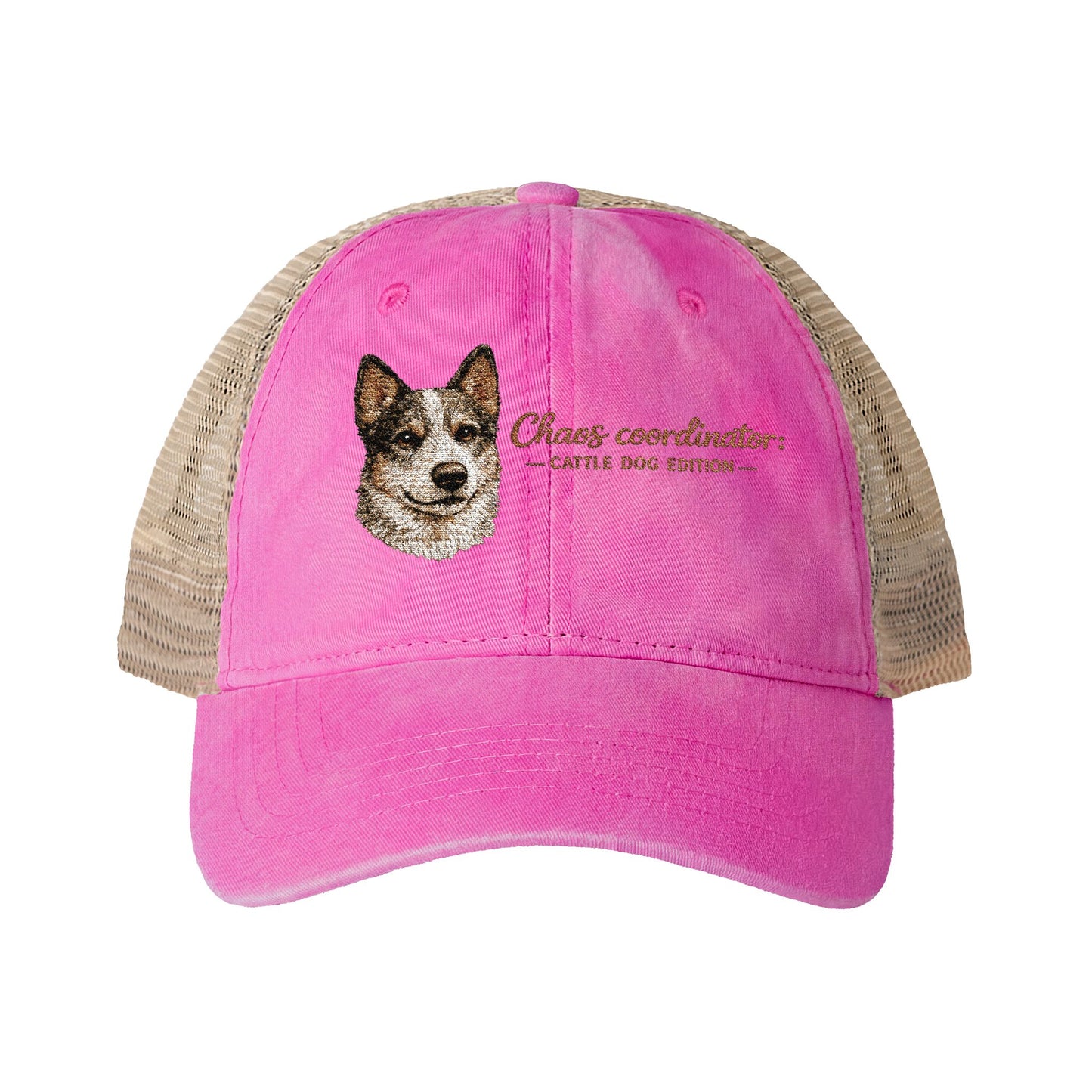 Women's funny Washed Mesh-Back Cap Chaos Coordinator embroidered Cattle Dog Edition hat