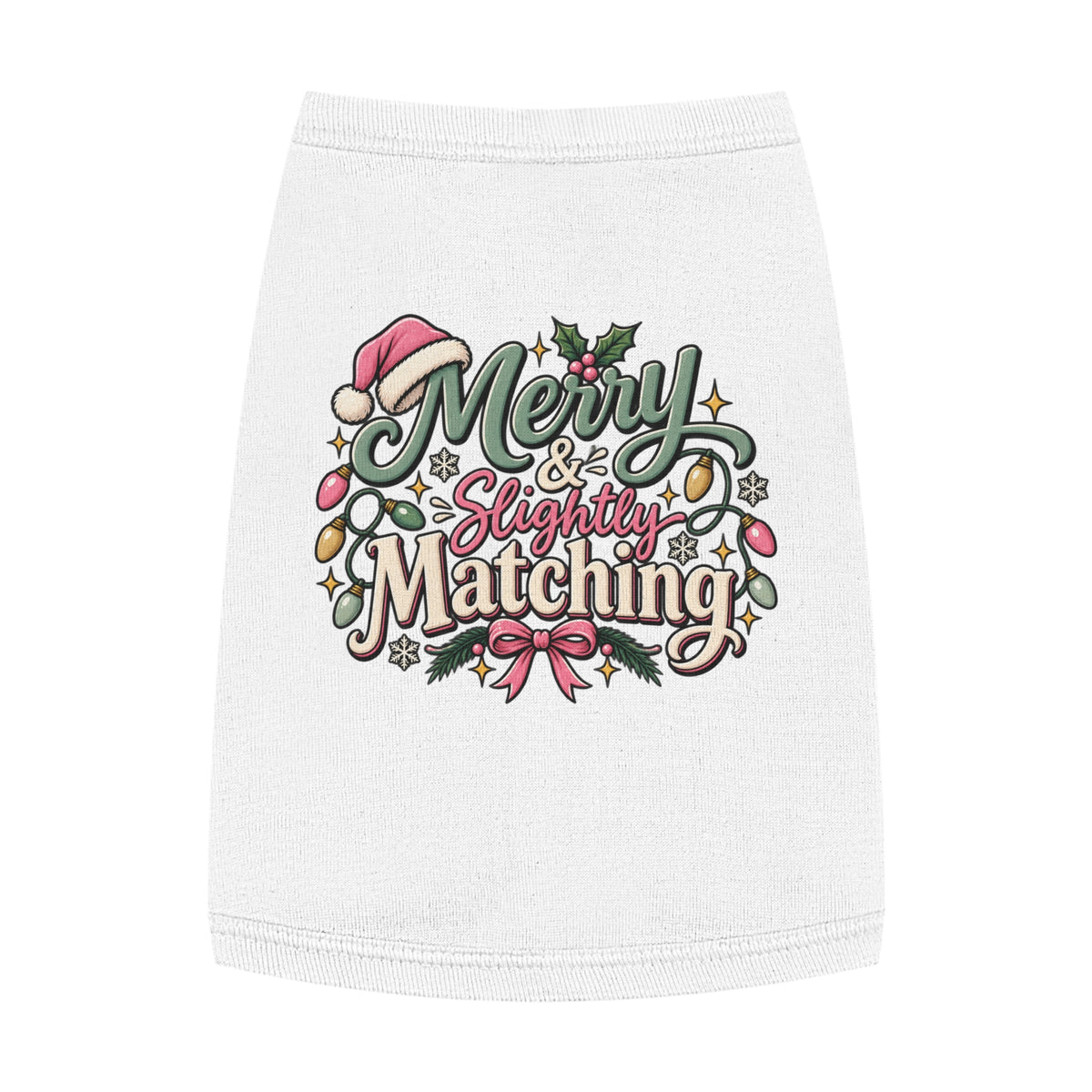 Merry & Slightly Matching Pet Tank Top — Holiday Dog Tee- Part of friends or family matching holiday tee set