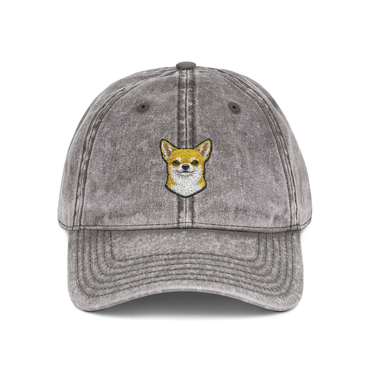 Embroidered Chihuahua Dog Face Cap | Vintage Washed Baseball Hat