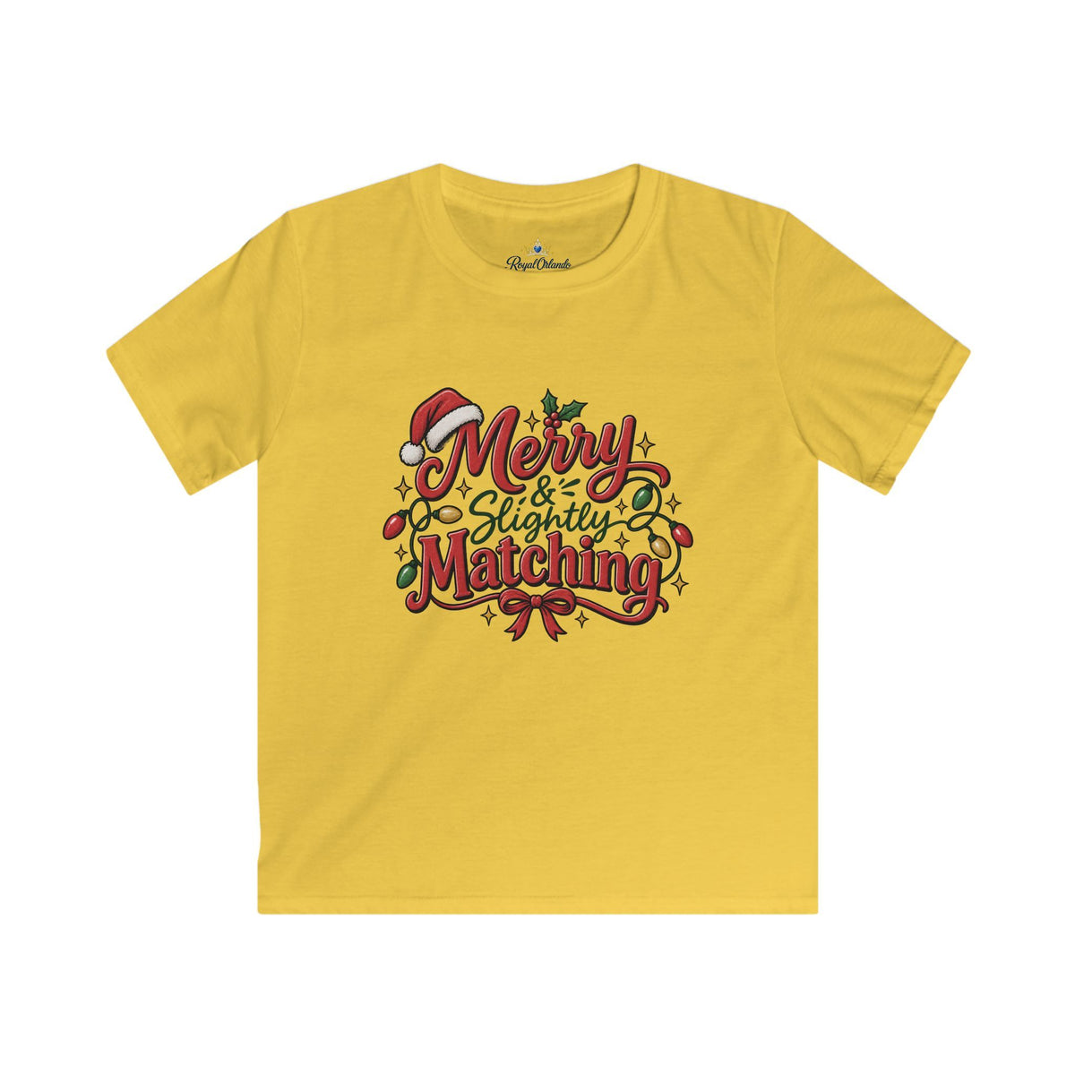 Kids T-Shirt — "Merry & Slightly Matching" Christmas Holiday Tee friends or family matching pajama shirt