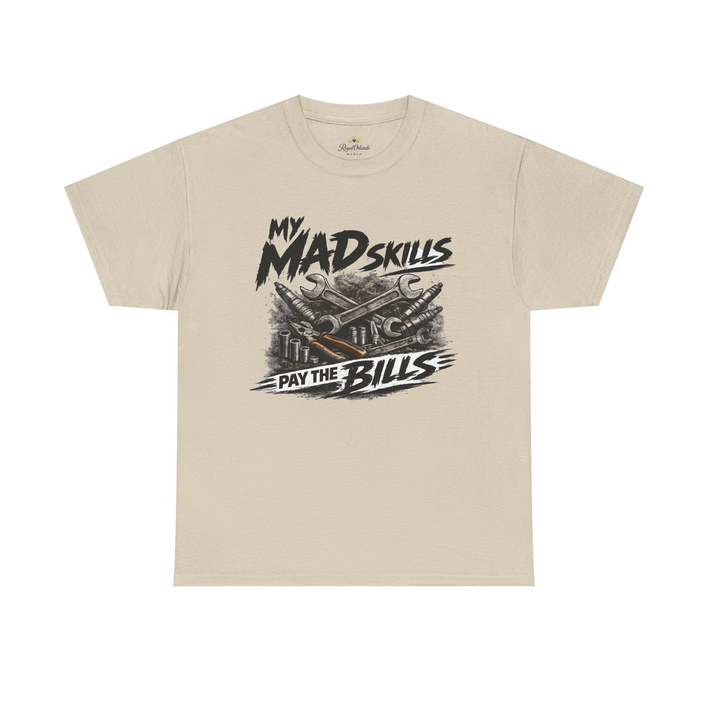 My Mad Skills Pay The Bills T-Shirt | Vintage Mechanic Toolbox Graphic Tee Gift for Dad