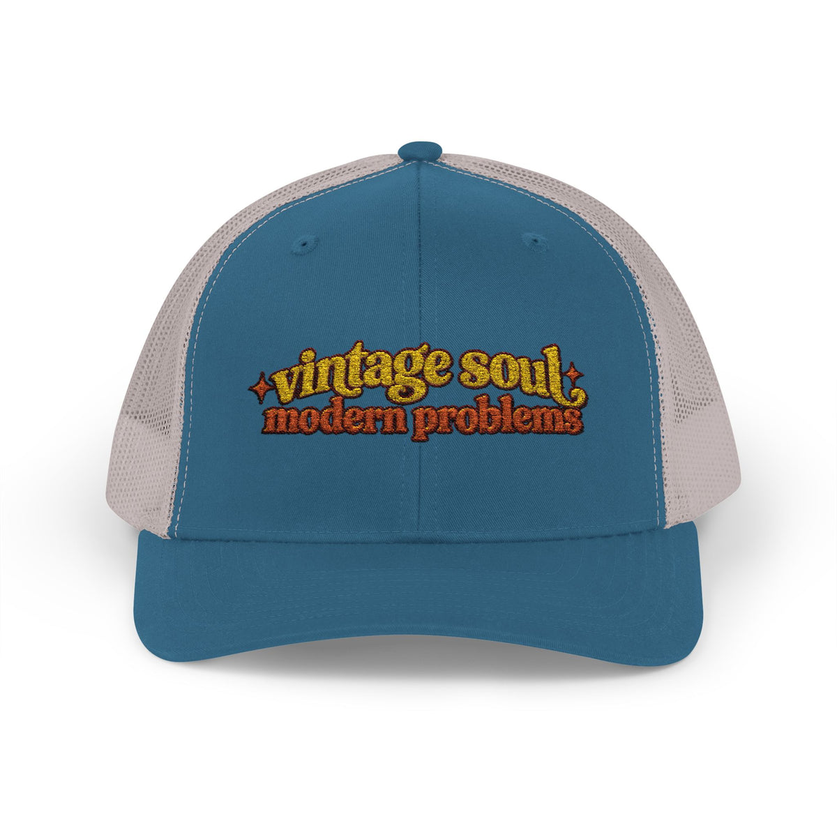 Vintage Soul modern problems Trucker Cap | Retro Script Embroidery