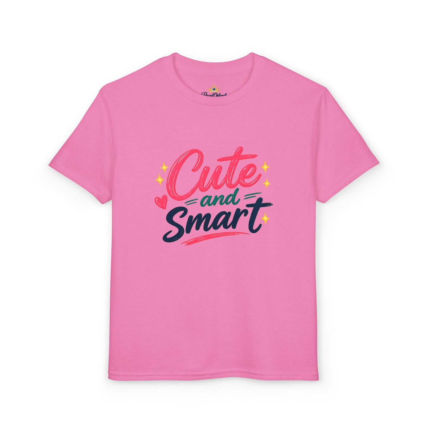 Cute and Smart Youth T-Shirt | Kids Typography Tee, Pink Navy Stars
