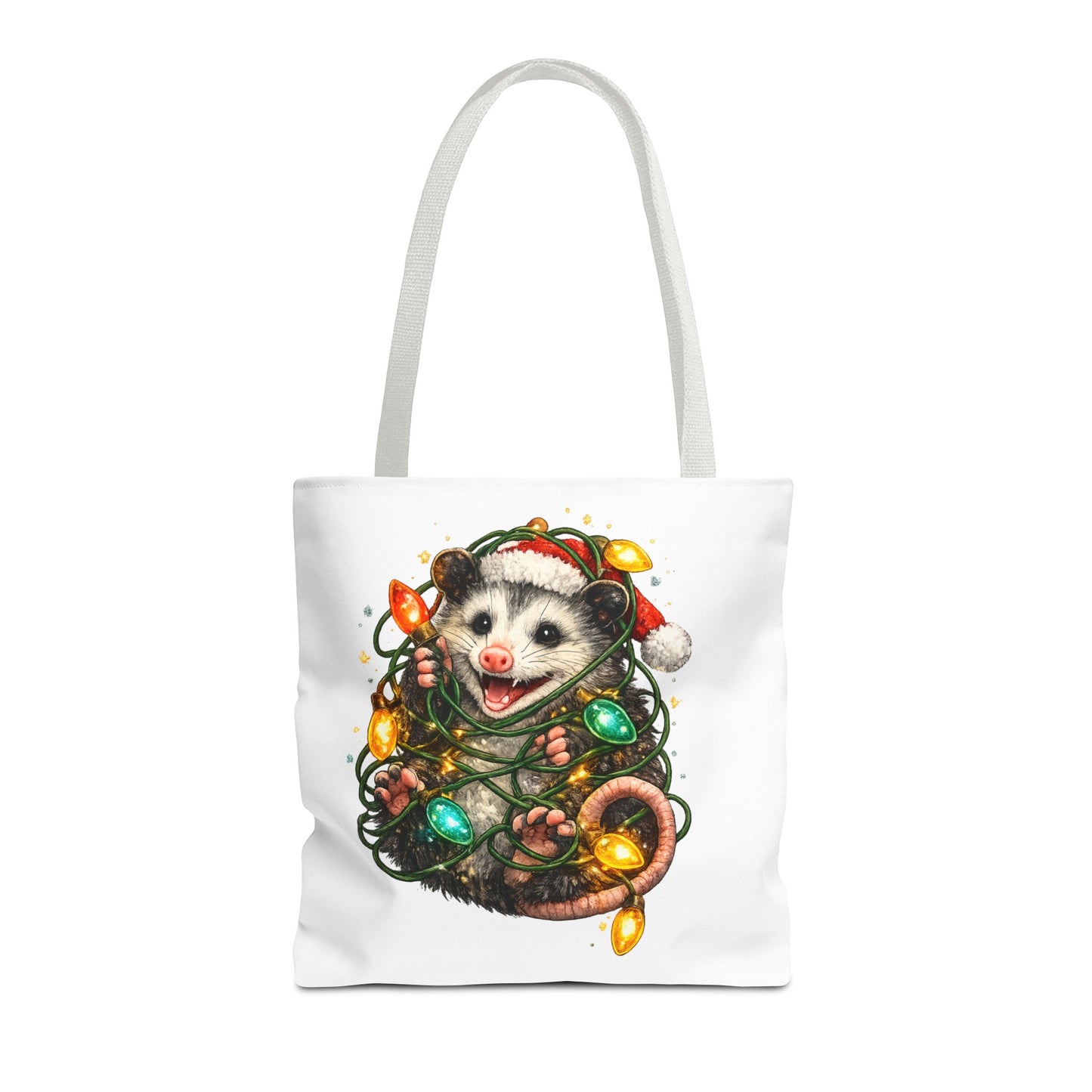 Christmas Opossum Tote Bag — Cute Holiday Animal Holiday Shopping Bag