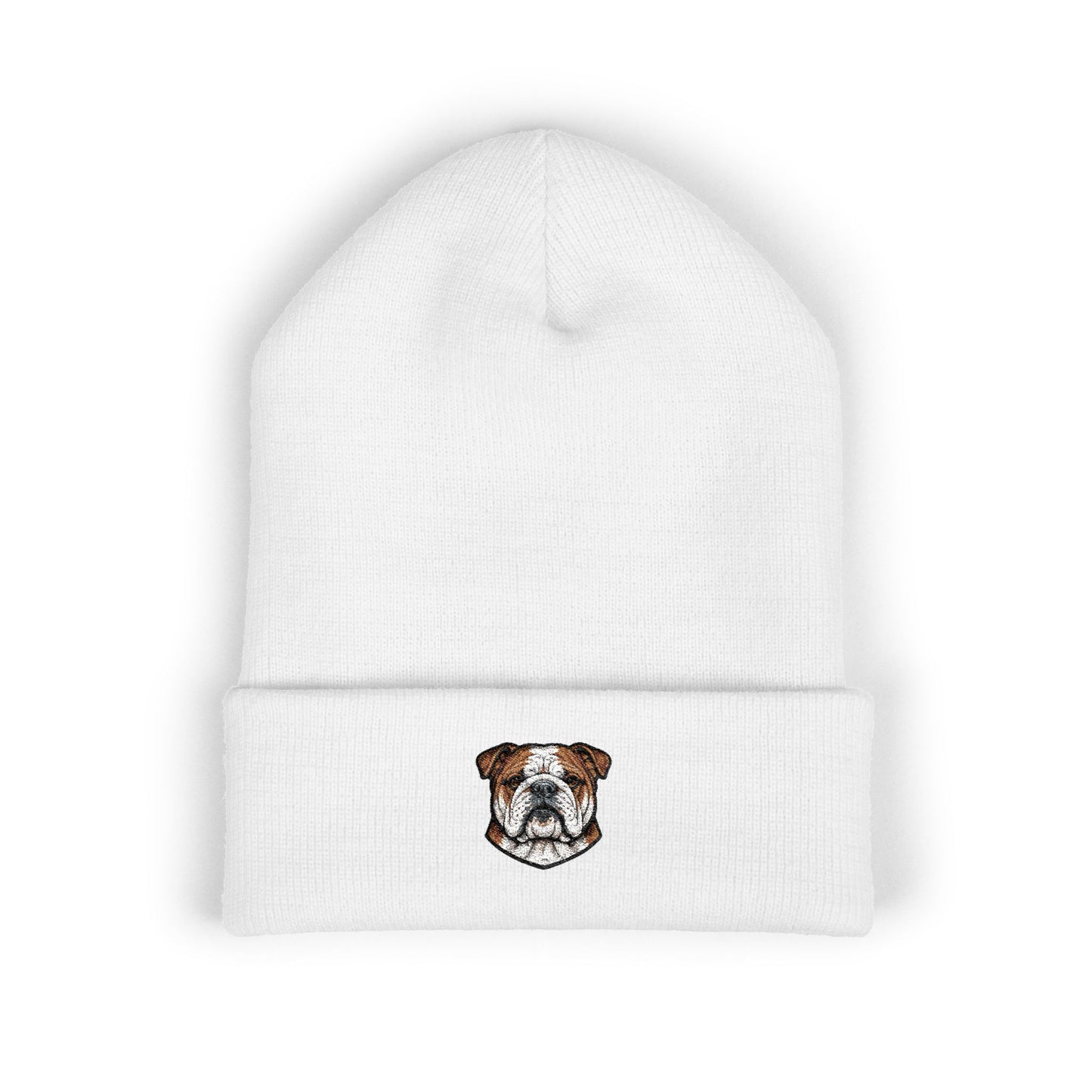 English Bulldog Embroidered Beanie | Cuffed Knit Hat