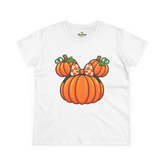Fall Pumpkin Ears Tee | Pumpkin Adult Bow T-Shirt, Fall Halloween Top