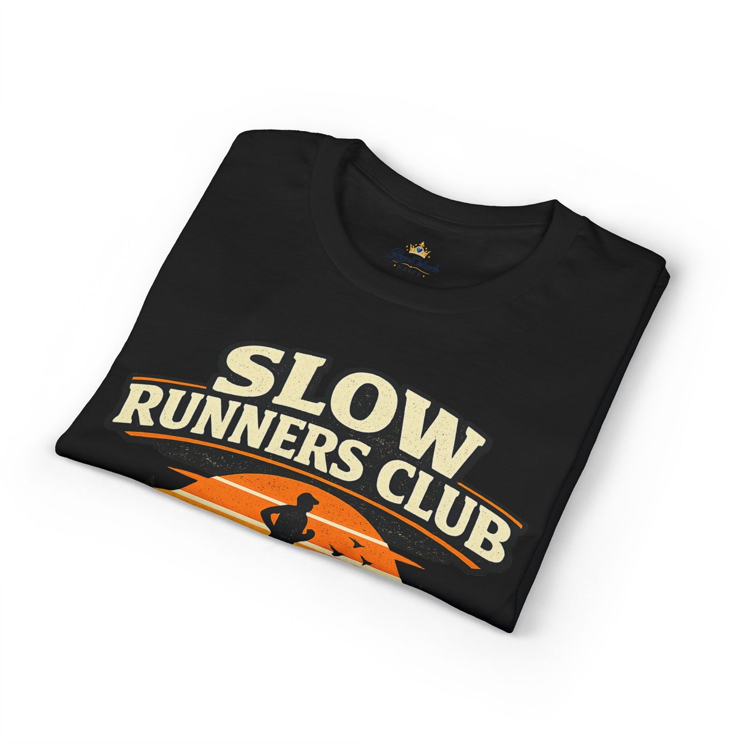 Slow Runners Club No Pace Shame T-Shirt | Retro Sunset Trail Running Shirt