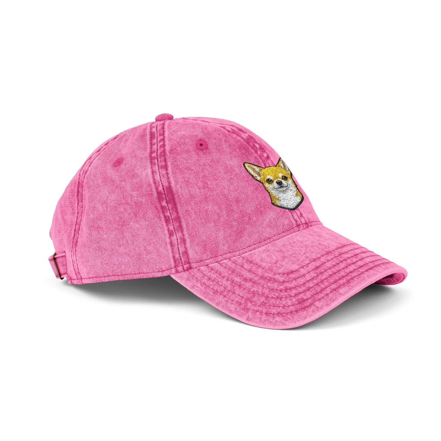 Embroidered Chihuahua Dog Face Cap | Vintage Washed Baseball Hat