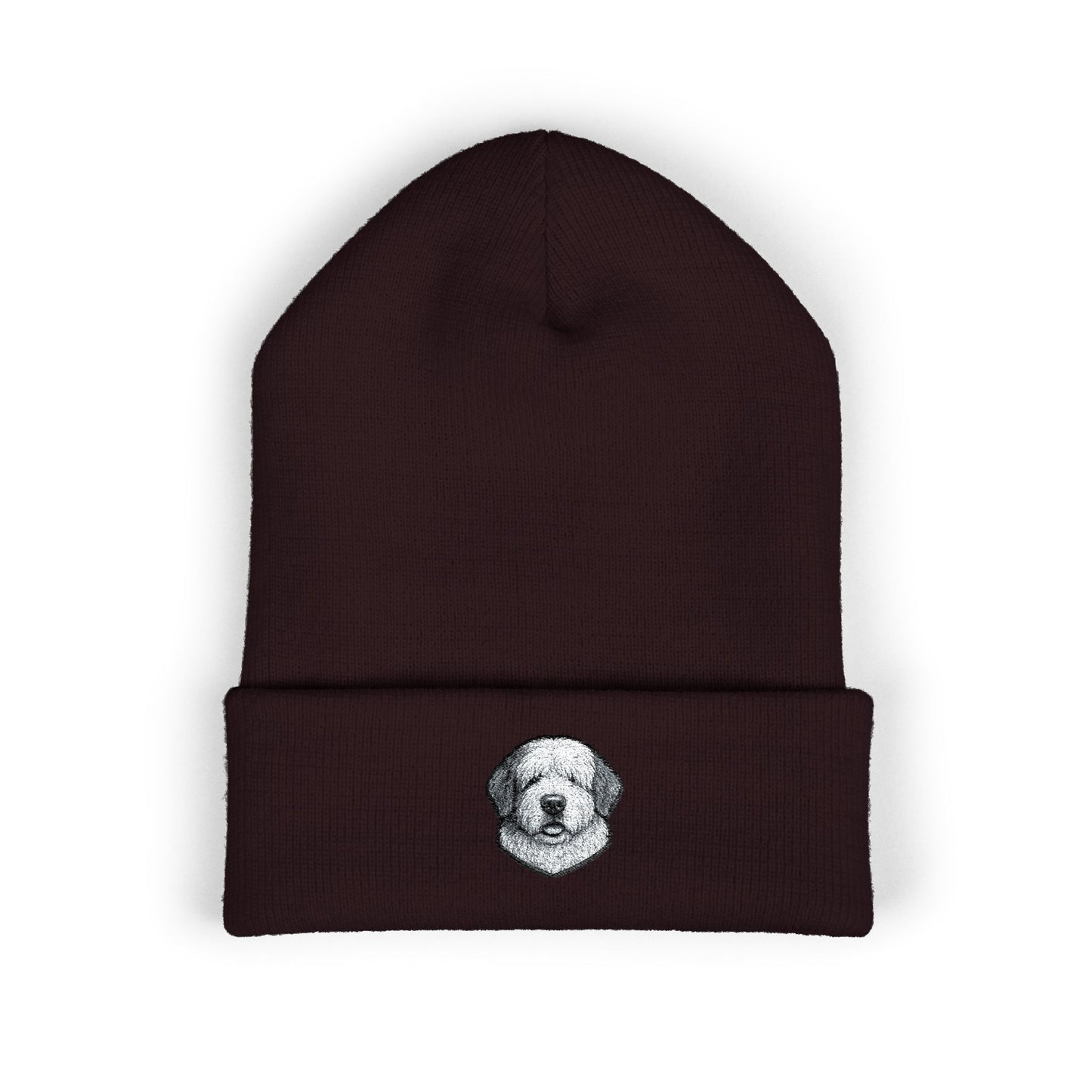 Old English Sheepdog Embroidered Beanie | Cuffed Knit Hat