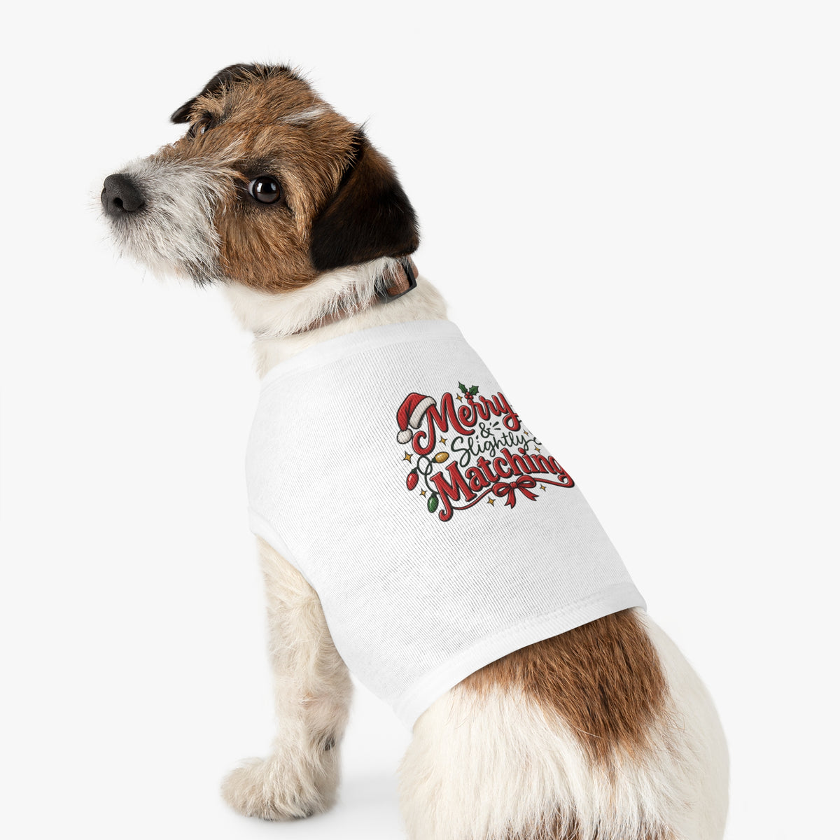 Pet Tshirt — "Merry Slightly Matching" Christmas Dog Shirt family pajama set