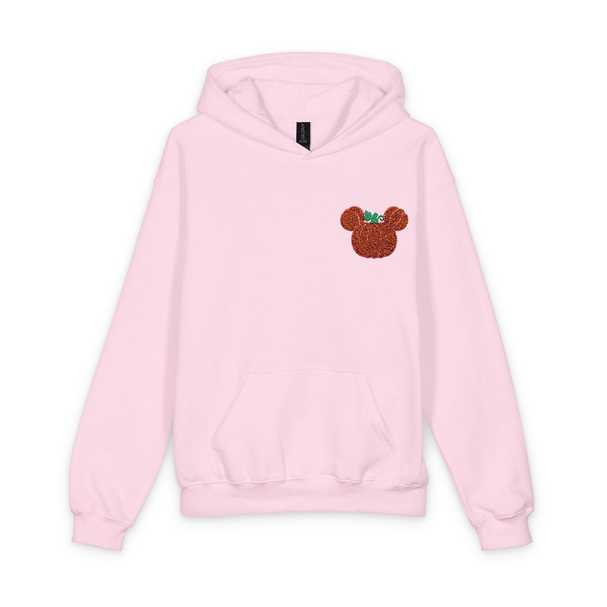 Fall Embroidered Pumpkin Softstyle Youth Midweight Hooded Sweatshirt
