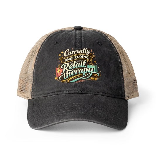 Women's Washed Mesh-Back hat Retail Therapy humorous ball cap