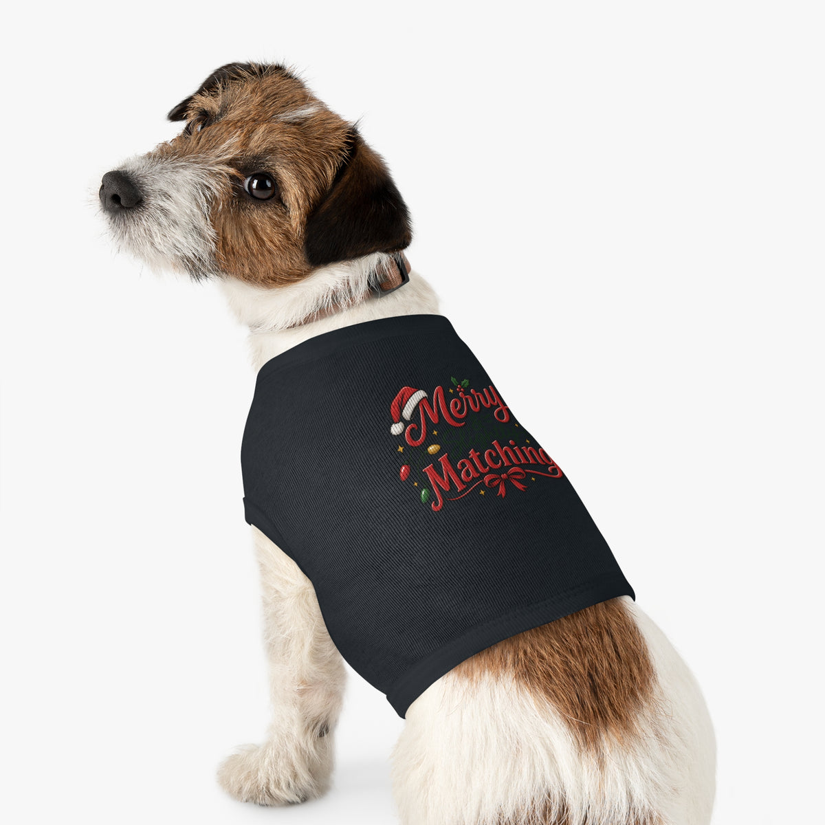 Pet Tshirt — "Merry Slightly Matching" Christmas Dog Shirt family pajama set