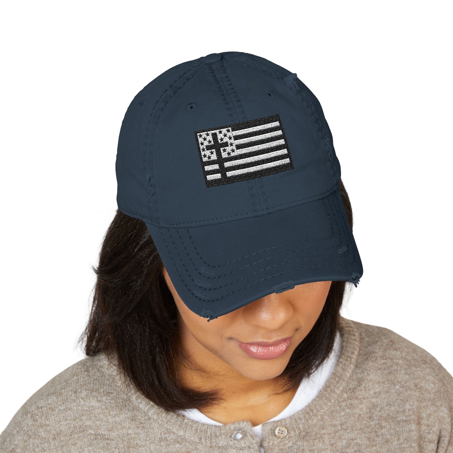 Distressed Embroidered American Flag Dad Hat