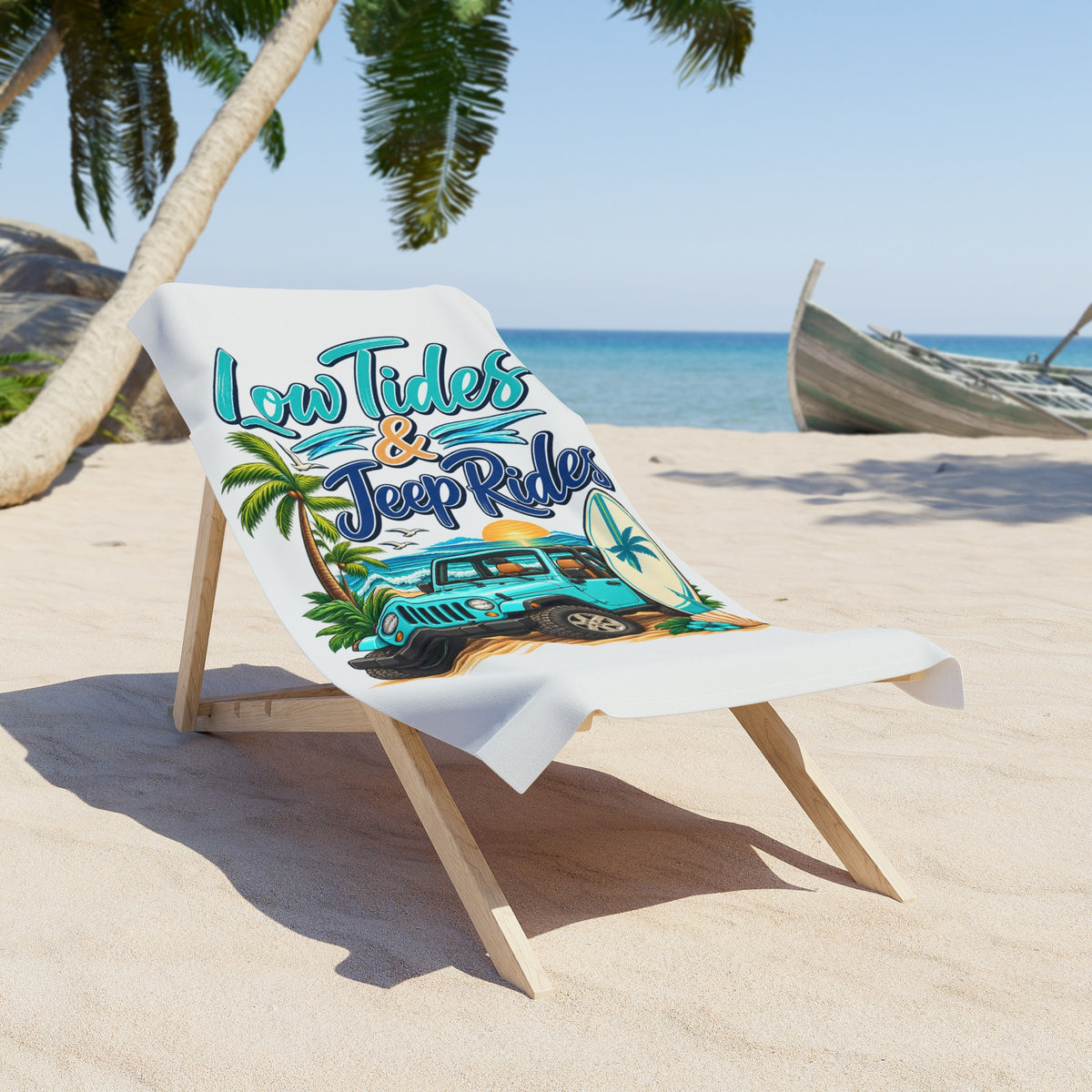 Low Tides & Beach Rides Beach Towel – Tropical Surf 4x4 Graphic