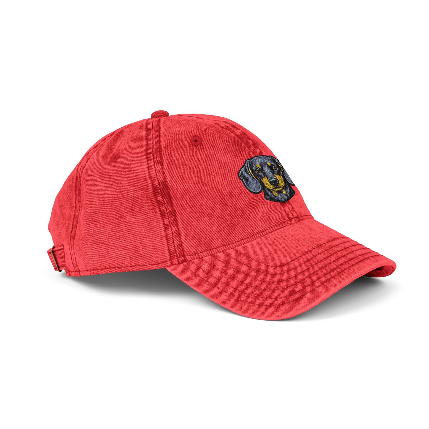 Embroidered Dachshund Dog Head Cap | Vintage Washed Baseball Hat