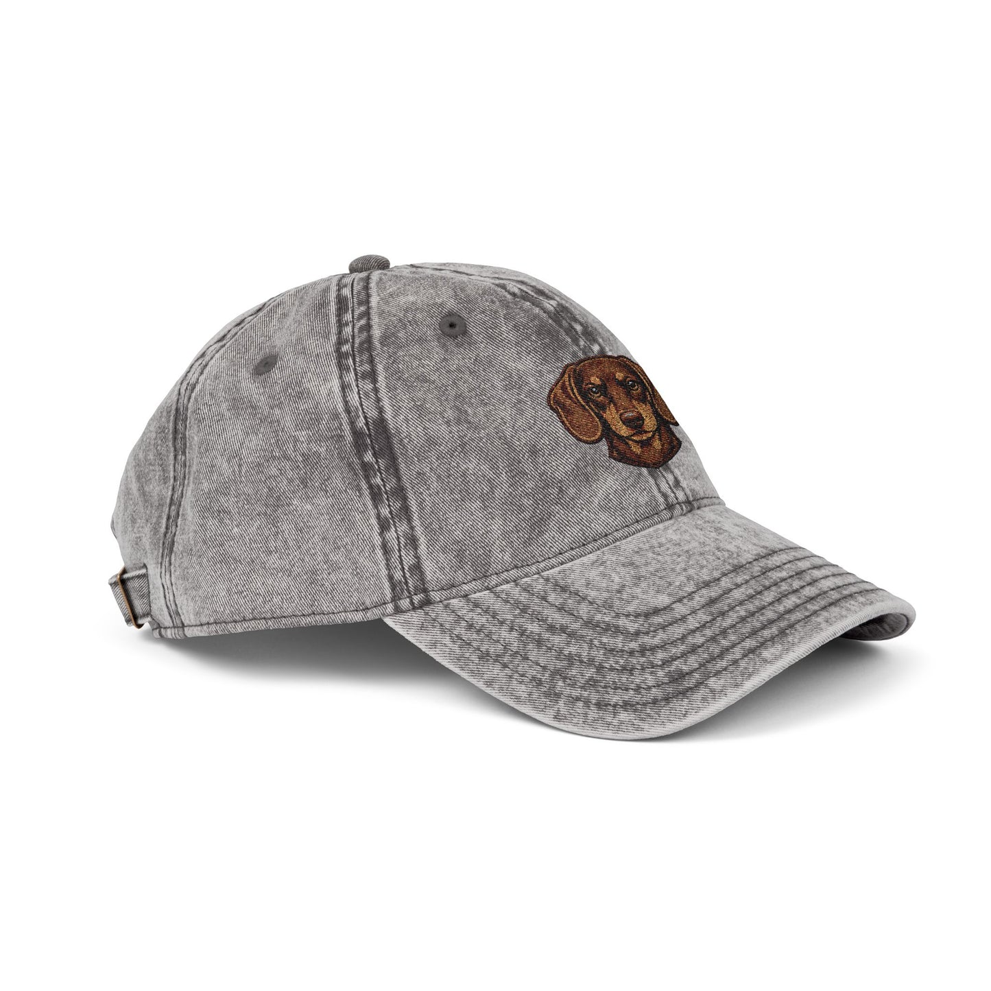 Embroidered Dachshund Head Cap | Vintage Distressed Baseball Hat