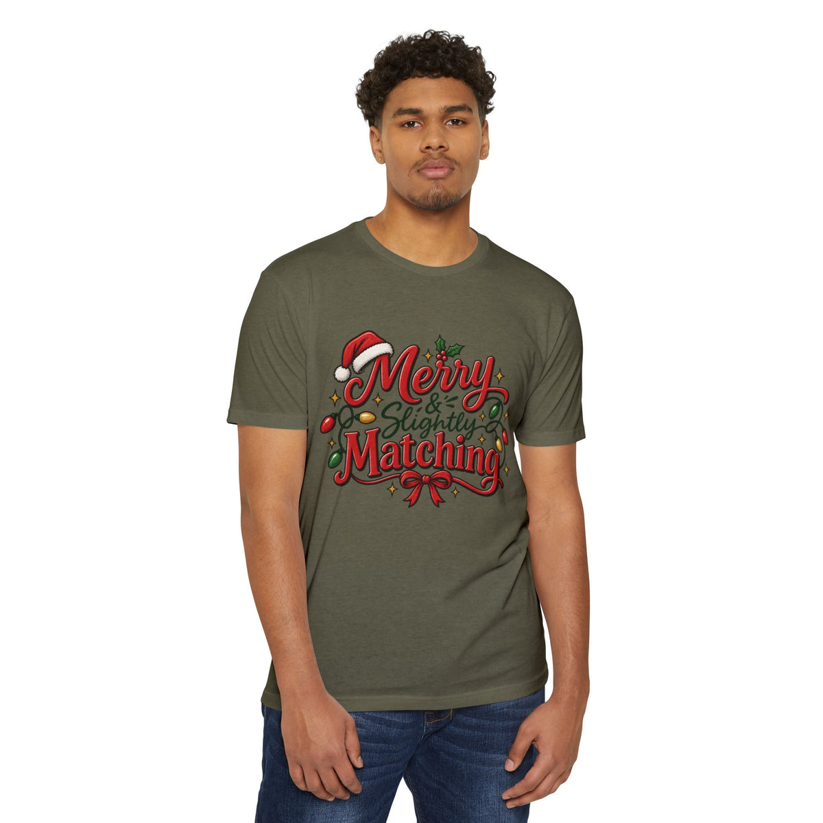 Merry & Slightly Matching Christmas T-Shirt- Family and Friends holiday pajama shirts