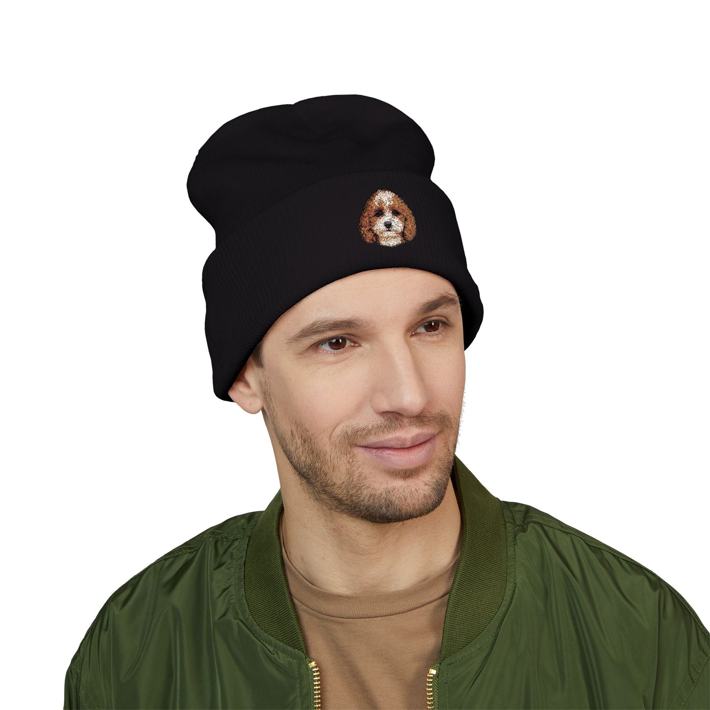 Cavapoo Dog Embroidered Beanie | Cuffed Knit Hat